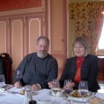 Mark Golodetz and Jancis Robinson at Chateau Palmer lunch