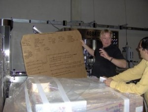 Paul Avril showing us a vat chart for the 2009 vintage