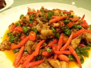 HOT HOT HOT peppers with chicken, my mouth was steaming