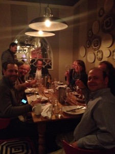 With Laurent Dufau (back of the table), Terroirist blog author David White, Phil Bernstein of MacArthur Wine Importer, critic John Gilman, sommeliers Maria and David Denton